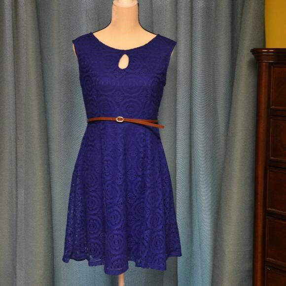 Enfocus Studio Blue Lace Dress - Picture 1 of 3